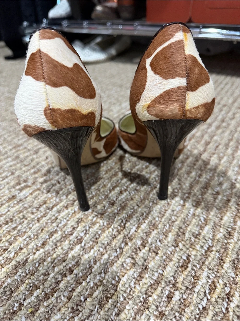 Vintage 90’s Guess Cow Print High Heels Size 8.5